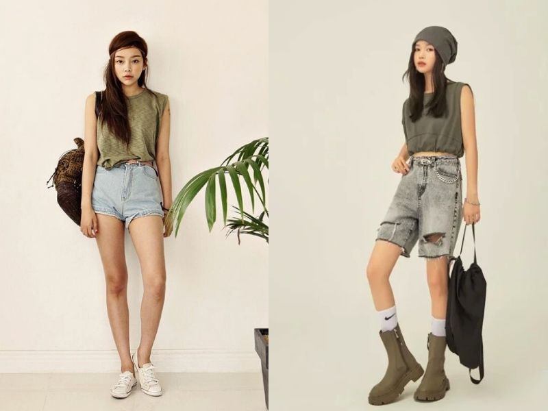 Siêu cá tính và gây ấn tượng mạnh khi phối áo tank top với quần short (Nguồn: Bum Shop/ Cardina)