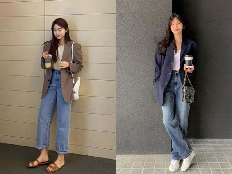 Phối đồ với quần jeans ống đứng giúp bạn tạo hiệu ứng chân dài hơn (Nguồn: yesstyle.com) 