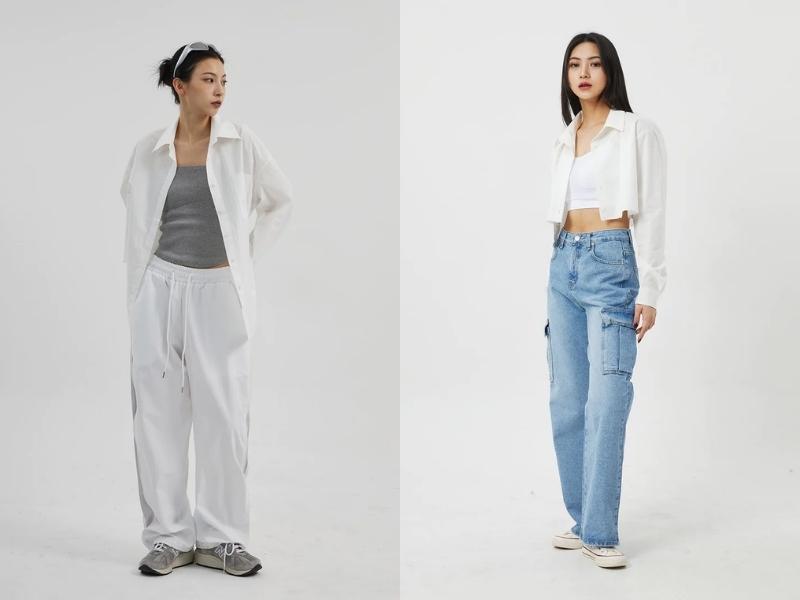 Sử dụng áo sơ mi làm áo khoác ngoài sẽ giúp bạn có outfit nữ cá tính (Nguồn: lewkin.com)