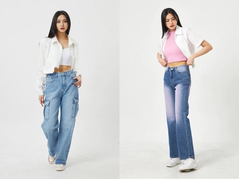 Bạn có thể phối với áo sơ mi croptop theo kiểu ulzzang đang thịnh hành (Nguồn: lewkin.com)