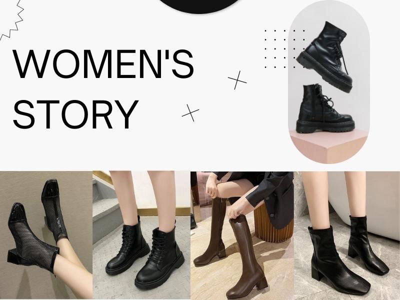 Các đôi giày boot phổ biến tại Women story (Nguồn: Shopee Blog)