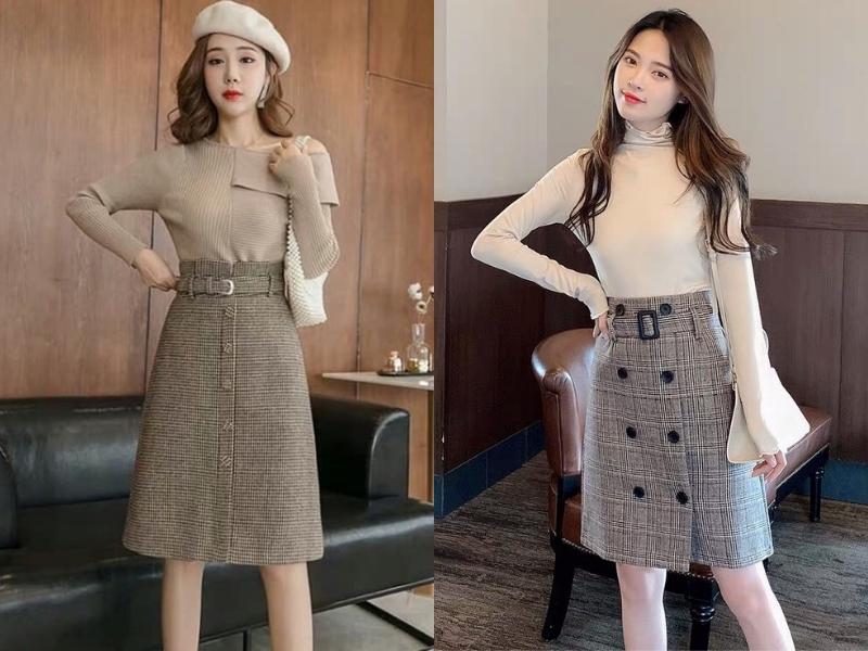 Set Áo Cổ Vuông Kết Hợp Chân Váy Xòe 2 Lớp NK Fashion Thiết Kế Thanh