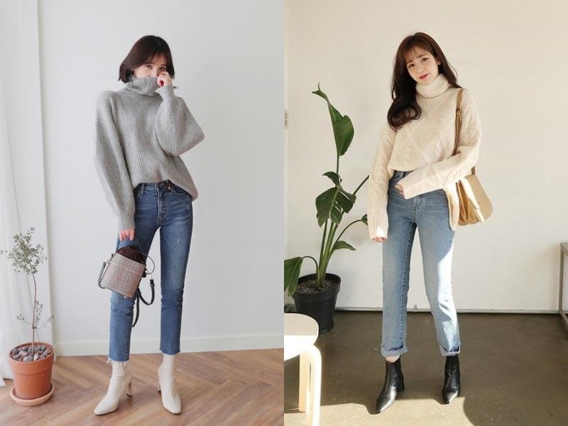 Áo len cao cổ sẽ là mẫu áo phù hợp để bạn giữ ấm những ngày se lạnh (Nguồn: en.stylenanda.com)