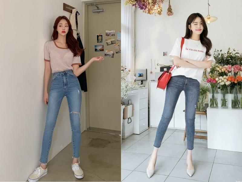 Quần skinny jeans sẽ mang đến cho bạn sự trẻ trung và năng động (Nguồn: Mint.Tang/pinterest.com)