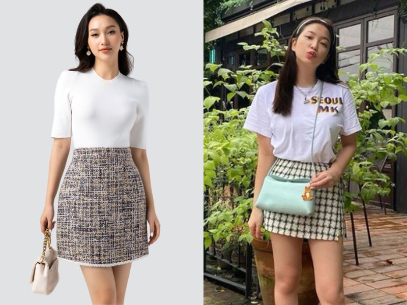 HÀNG ORDER Chân váy dạ tweed xếp ly kiểu mới, đính cúc thời trang kèm ảnh  thật | Shopee Việt Nam