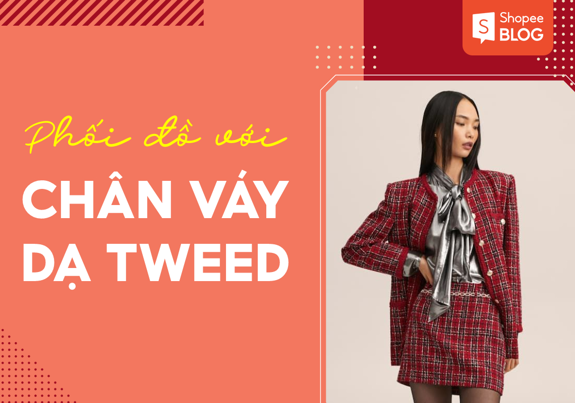 phối đồ với chân váy dạ tweed