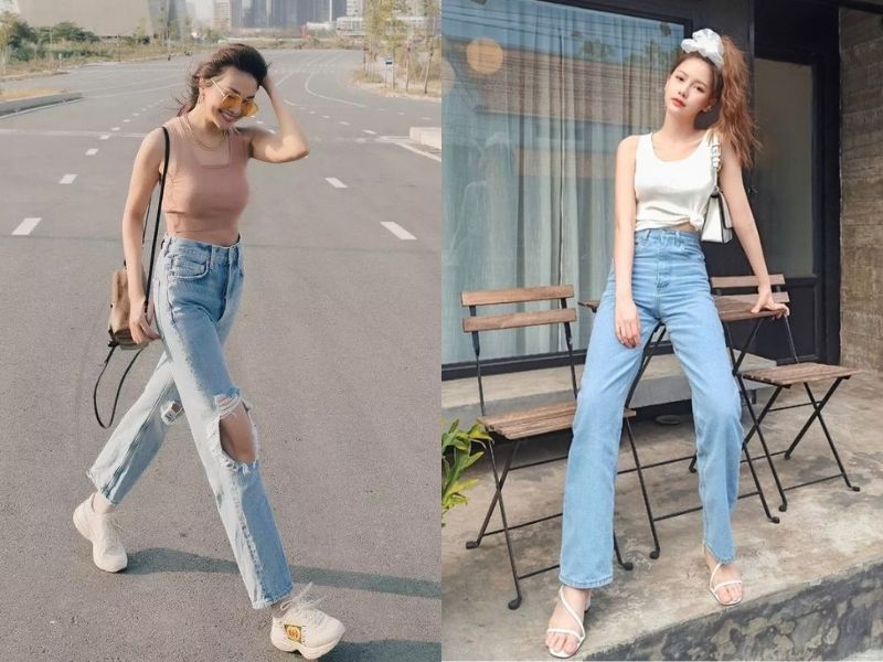 Phối đồ với quần ống suông nữ và áo tank top là outfit thú vị (Nguồn: Daotaonec)