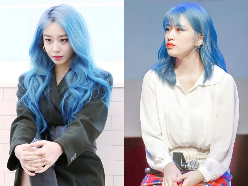 Nhuộm tóc màu xanh dương tươi mát (Nguồn: Fansite Partner Park, Hancinema.com)