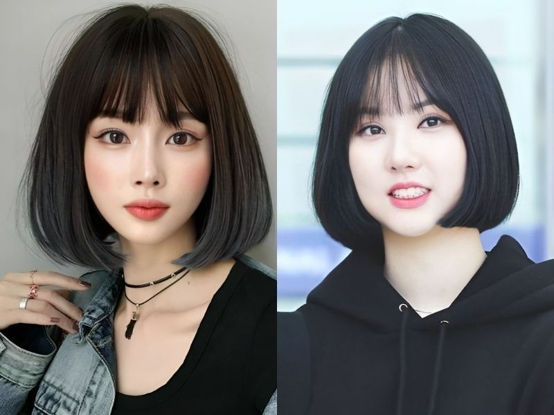 Tóc uốn chữ C giúp khuôn mặt vuông trông thon gọn và mềm mại hơn (Nguồn: Beauty D, Fansite JungDuo)