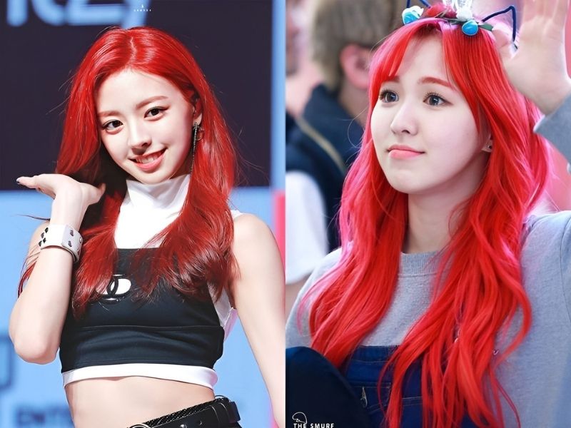 Nhuộm tóc red color nổi trội (Nguồn: Việt Giải Trí, Fansite The Smurf)