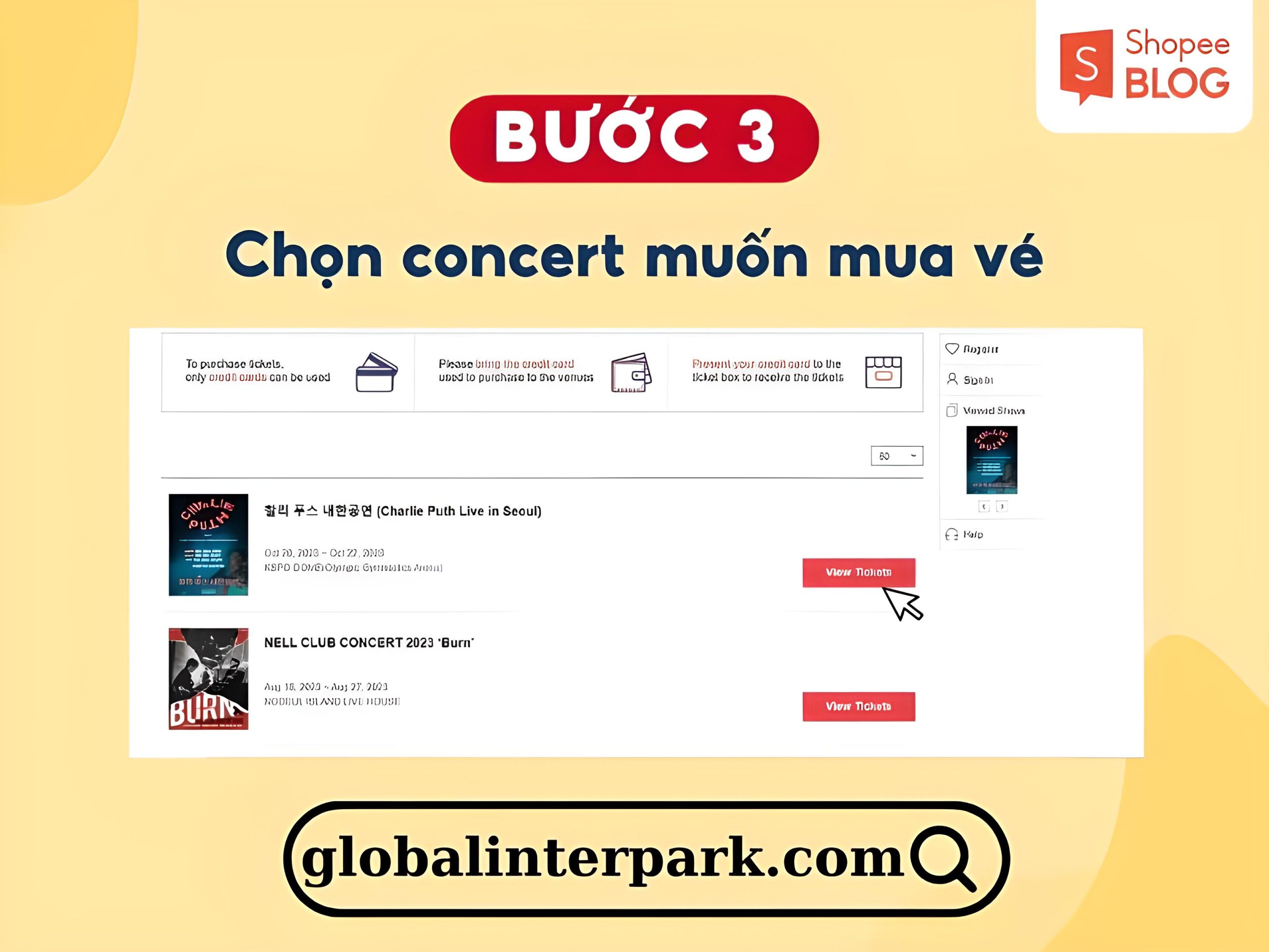 Chọn concert bạn muốn mua vé 