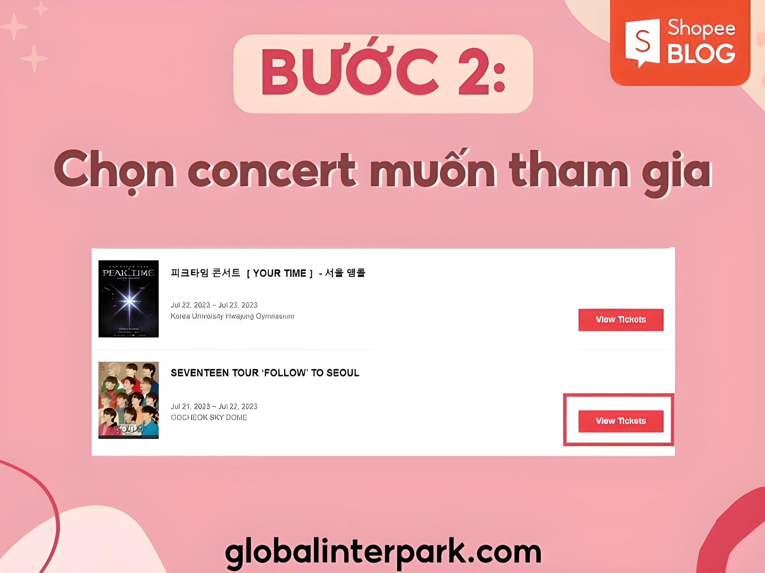 Chọn concert muốn mua vé