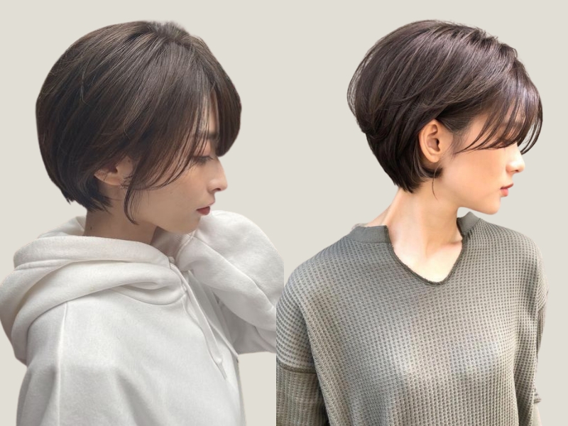Tóc bob cắt dài trước ngắn sau (Nguồn: LALA - Pinterest, beauty.hotpepper.jp)