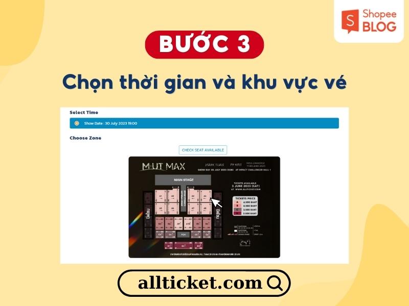 Bạn nhấn chọn khu vực vé 