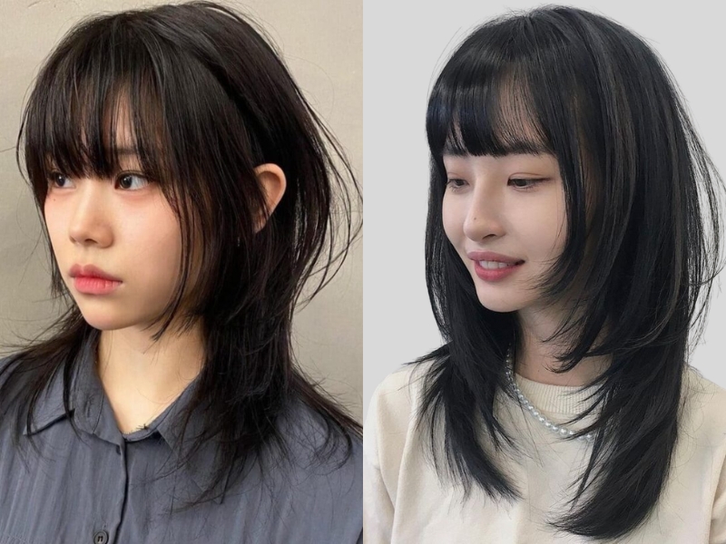 Tóc mullet layer mái ngố (Nguồn: Hairstyle 3, 차홍 CHAHONG_OFFICIAL - Pinterest)