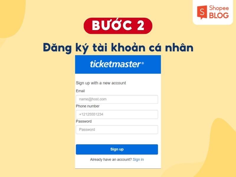 Đăng ký tài khoản trên Ticketmaster 