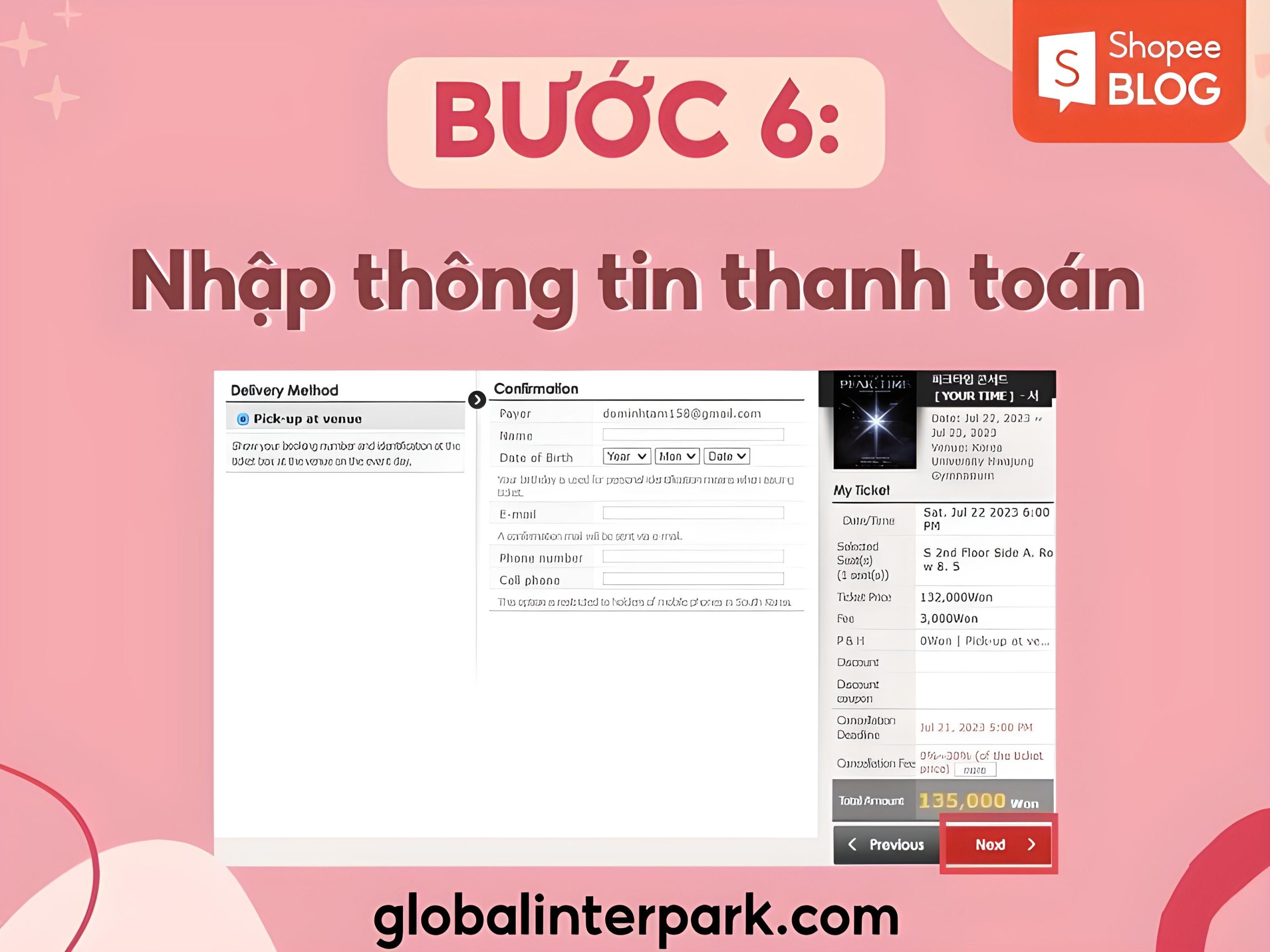 Nhập thông tin và hình thức thanh toán