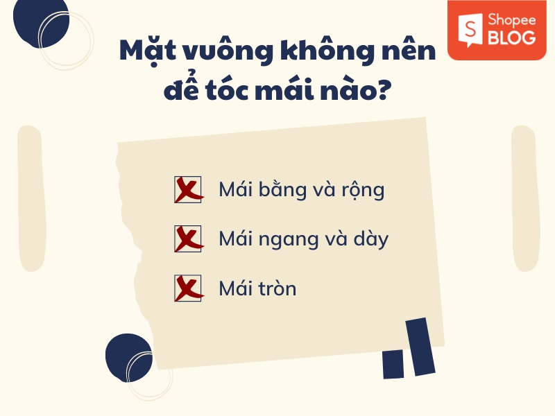 Mặt vuông không nên để tóc mái nào? (Nguồn: Shopee Blog)