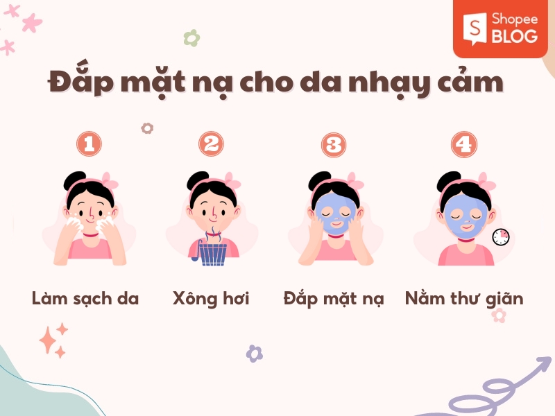 Tiến hành đắp mặt nạ cho da nhạy cảm (Nguồn: Shopee Blog)