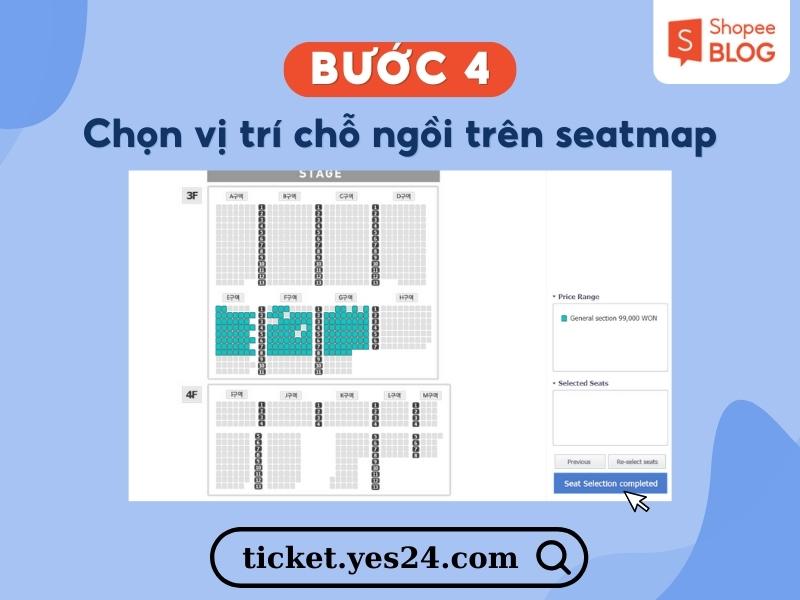 Bạn tiến hành chọn chỗ ngồi trên seatmap 