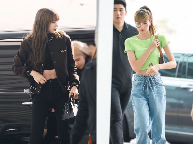 Cách phối đồ với áo croptop năng động và cá tính của cô nàng Lisa (Nguồn: Koreaboo, Brilliant0808)