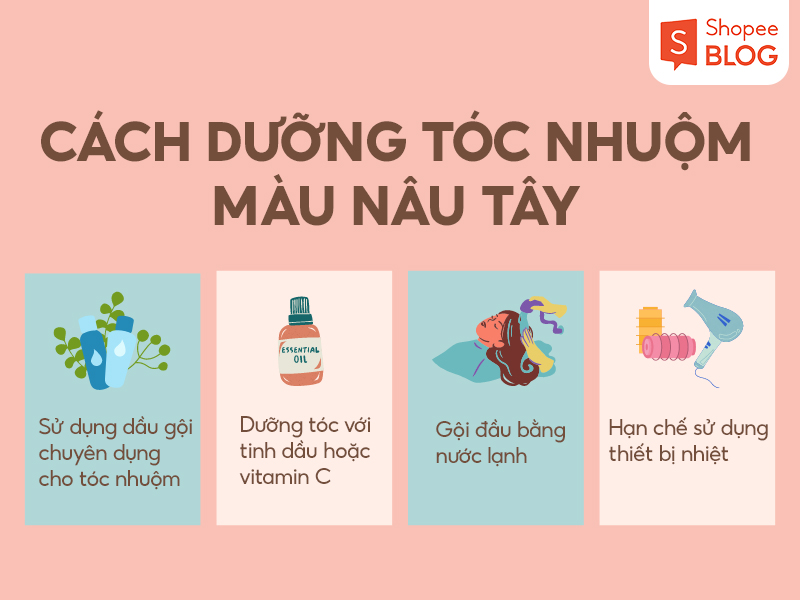 Cách dưỡng tóc màu nâu tây bóng mượt và chắc khỏe (Nguồn: Shopee Blog)