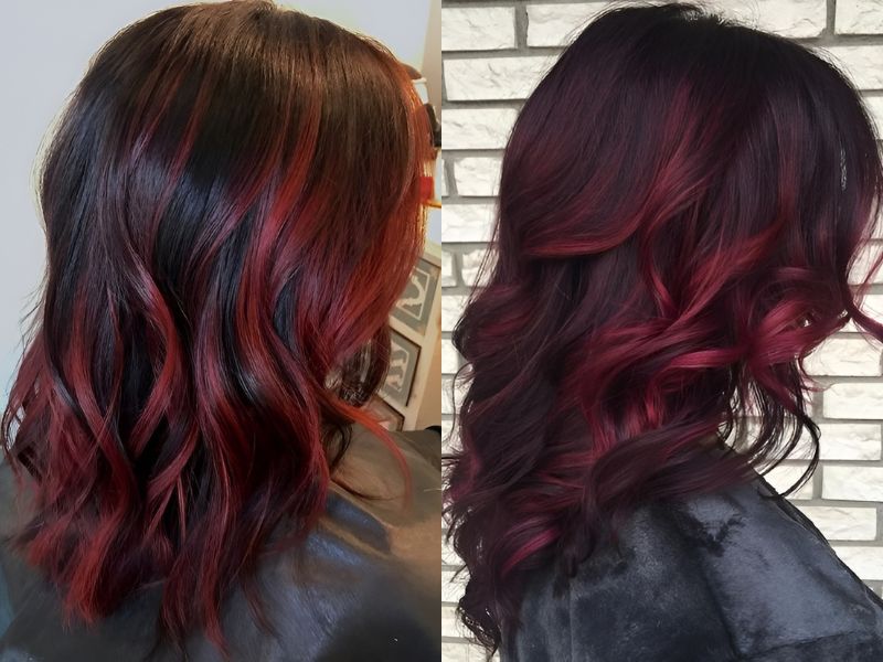 Nhuộm màu đỏ rượu highlight (Nguồn: Jenn B, The Right Hairstyles)