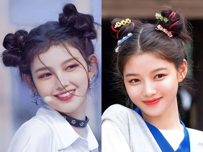 Kiểu tóc búi cao năng động (Nguồn: HYBE Entertainment, Fansite YooJung Concept)