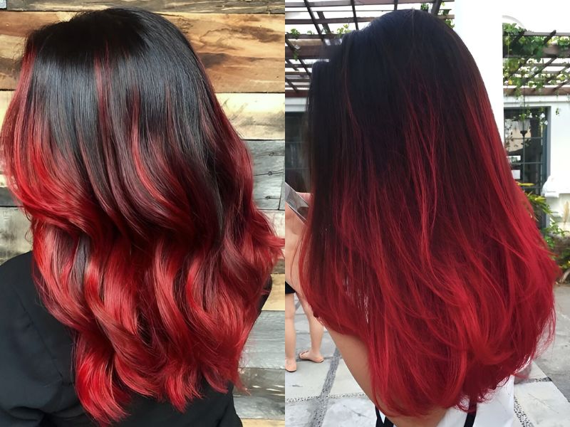 Nhuộm đỏ ối rượu chát phối kết hợp black color (Nguồn: latest-hairstyles.com) 