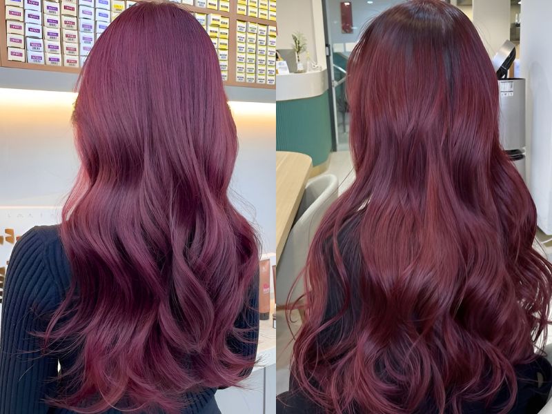 Nhuộm tóc màu đỏ rượu ánh tím (Nguồn: beauty.yahoo.co.jp)