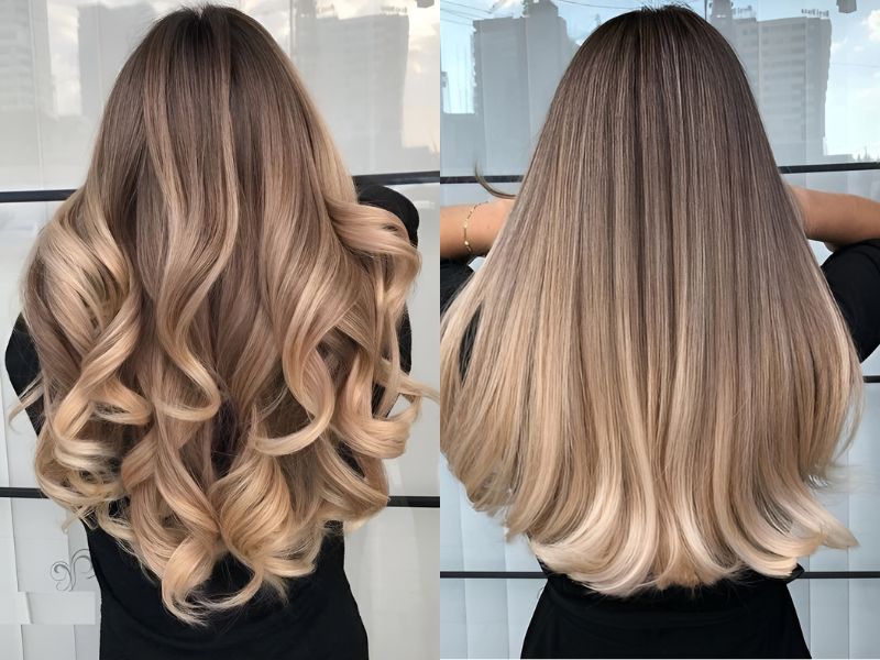 Nâu lạnh lẽo sáng sủa nhuộm ombre (Nguồn: sittingprettyhalohair.com)