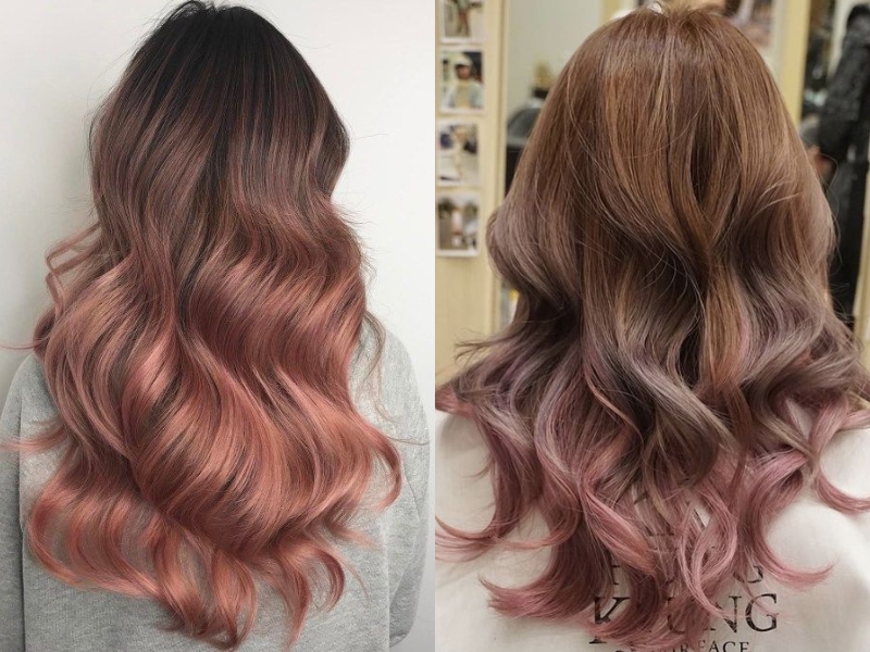 Nhuận ombre tóc nâu hồng sẽ giúp bạn trở nên dễ thương, nữ tính và có phần cá tính.
