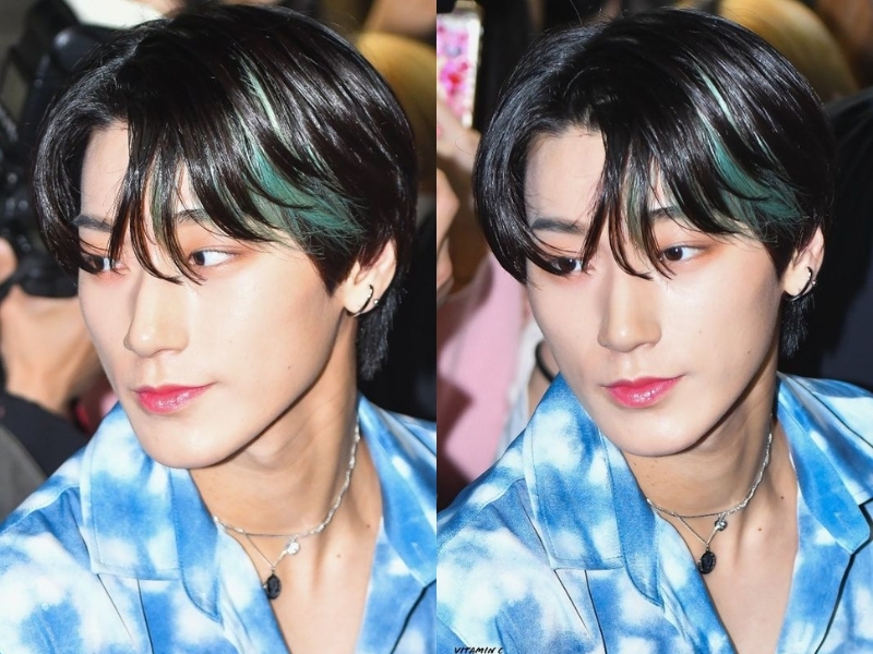 Tóc mullet layer nhuộm highlight xanh lá (Nguồn: Macawinurarea - Pinterest)