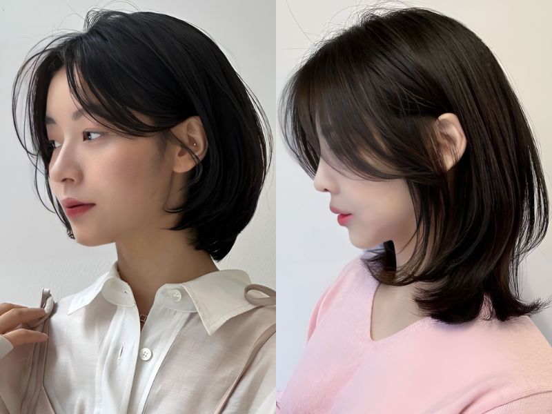 Kiểu tóc layer mullet kết hợp uốn chữ C (Nguồn: tattooedmartha.com, kbeautyaddiction.com)