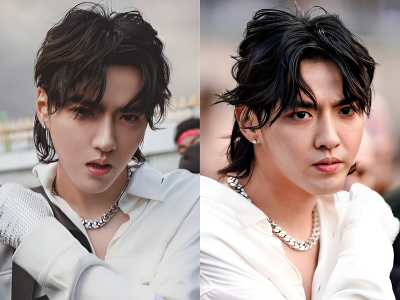 Mullet nam hai mái dài uốn thanh lịch. (Nguồn: Bạn bè HiKris - KRIS WU - WU YIFAN 's Vietnam Fanpage)