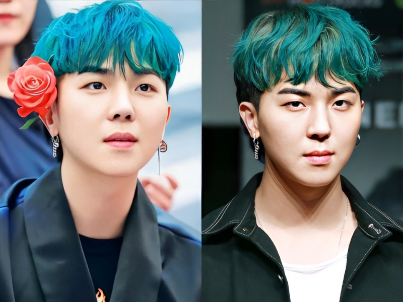 Màu tóc đẹp cho nam da ngăm xanh rêu đặc sắc và độc lạ (Nguồn: Koreaboo, AweSong VN) 