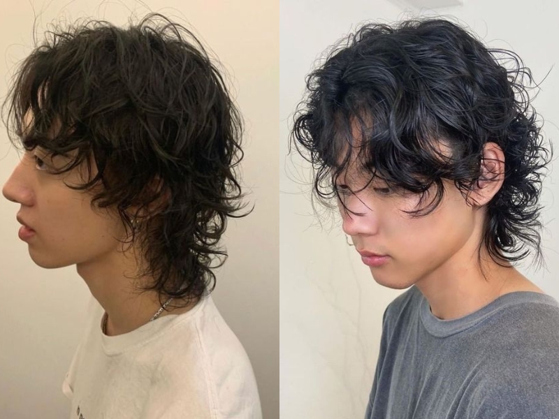 Tóc mullet layer nam uốn tạo nên sự lãng tử và cuốn hút