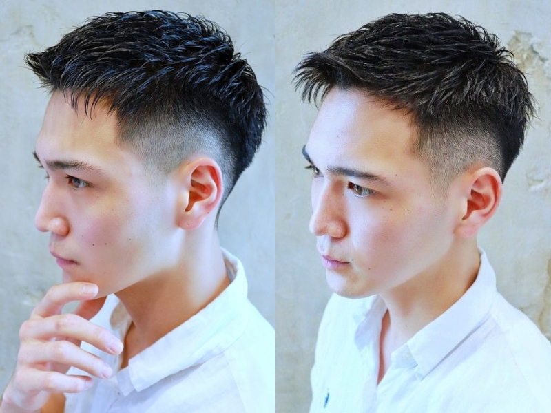 Kiểu tóc short quiff layer giúp tổng thể hài hòa hơn, phù hợp với người có gương mặt dài 