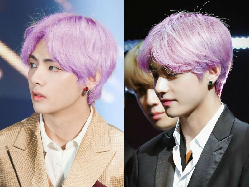 Mẫu tóc tím khói lavender mang đến sự trẻ trung pha lẫn chút “soft boy” cho các chàng trai (Nguồn: VICODIN, Jeonhoria ∞ BTS - Pinterest)