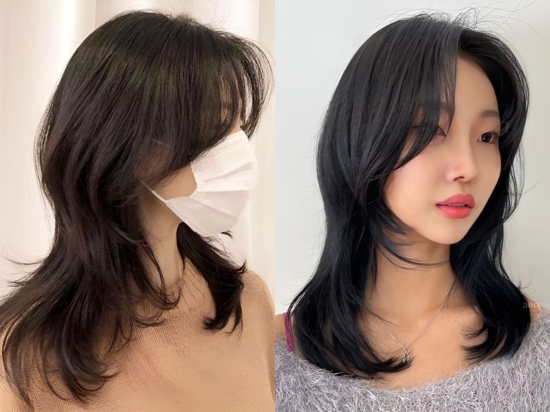 Tóc mullet layer nữ (Nguồn: kbeautyaddiction.com, hairstyleandmakeup.com)