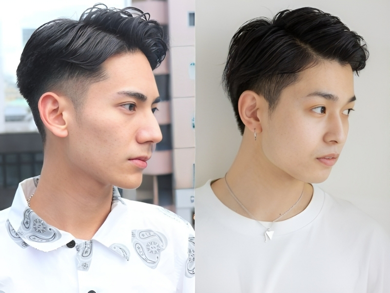 Tóc hai mái nam Mohican kết hợp side part (Nguồn: beauty.yahoo.jp, beauty.hotpepper.jp)