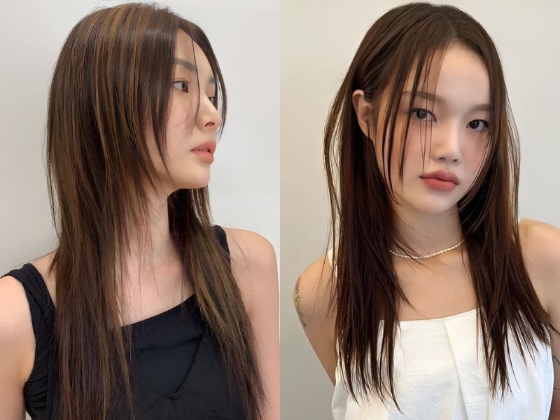 Tóc mullet layer duỗi dài tự nhiên (Nguồn: kbeautyaddiction.com)