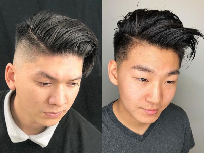 Tóc side part rủ một bên dạng mohican cạo sát hai bên gáy 