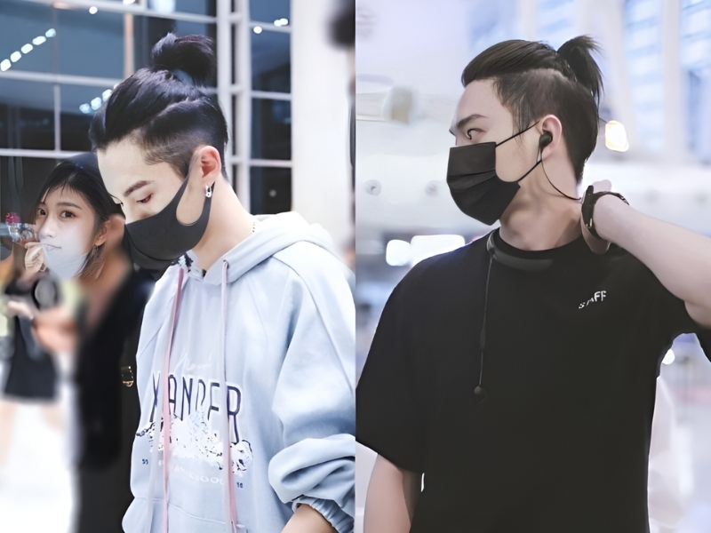 Tóc top knot kết hợp Man Bun (Nguồn: Ecie, Zoftyenn - Pinterest)