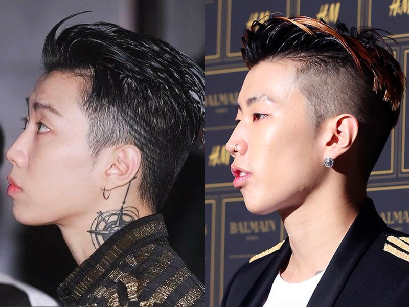 Tóc Man Bun giúp che khuyết điểm mặt nam dài (Nguồn: Pinterest/@Latest Hairstyles/ Jay Park Vietnam Fanpage)