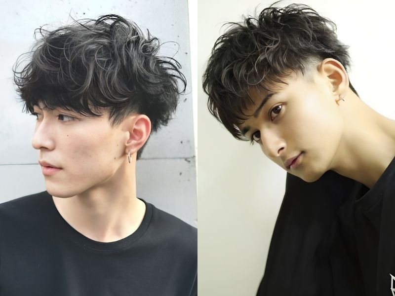 Dáng tóc xoăn mì tôm nhẹ nam đem đến vẻ ngoài thanh lịch (Nguồn: mens.hairstyle.jp, beauty.hotpper.com)