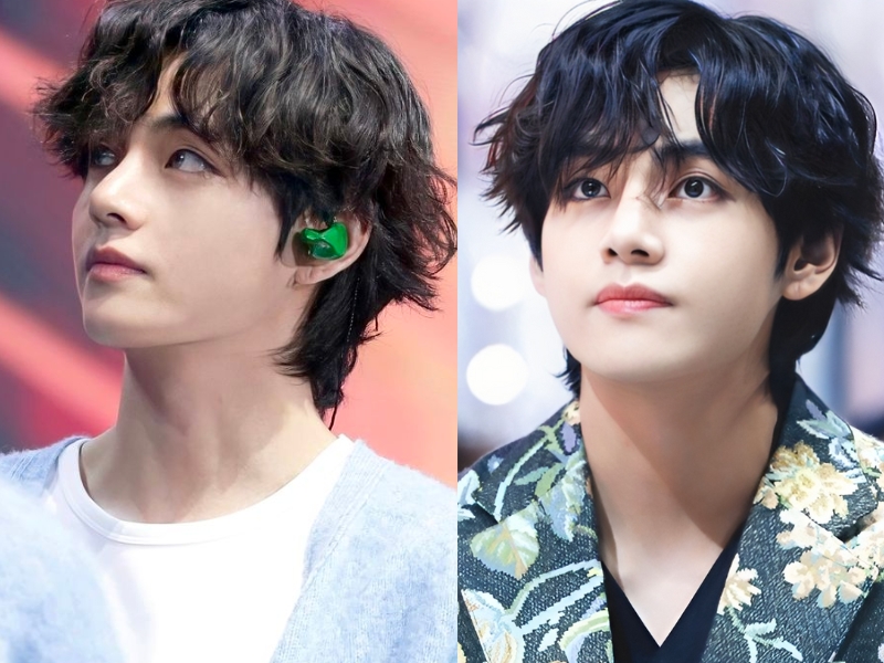 Tóc 2 mái nam uốn nhẹ trẻ trung và năng động. (Nguồn: VHappy1230 BTS Taehyung Fansite)