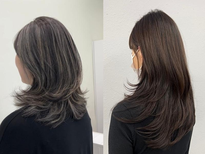 Tóc uốn layer tầng cao (Nguồn: LANUVO HAIR & 노형미용실)