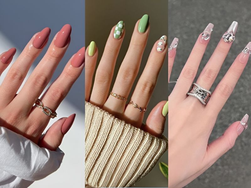 Những mẫu nail hợp với móng tay dài (Nguồn: Shein, linktr.ee, etsy.com)