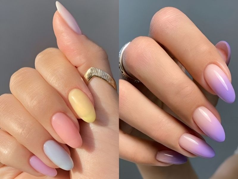 Nail móng dài phối màu pastel đẹp mắt (Nguồn: Etsy.com)